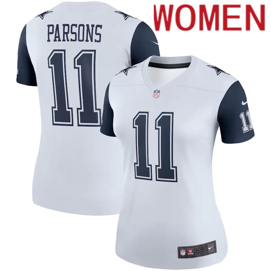 Women Dallas Cowboys #11 Micah Parsons Nike White Alternate Legend NFL Jersey->women nfl jersey->Women Jersey